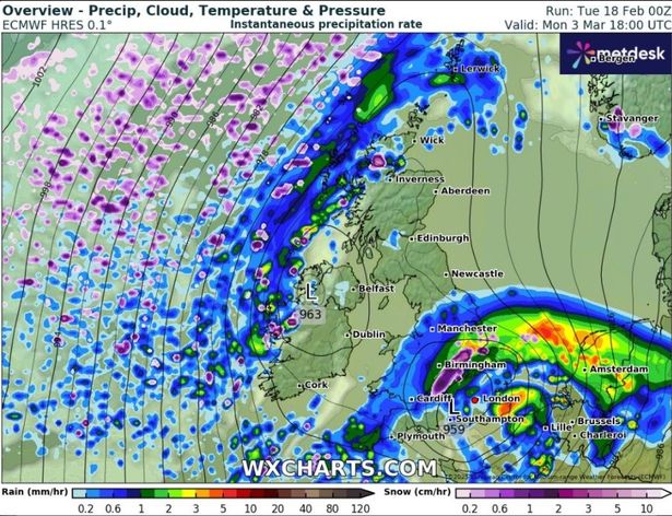 英国降雪地图显示，“来自欧洲的野兽”风暴何时会使英国人冻僵——只有一个地区幸免